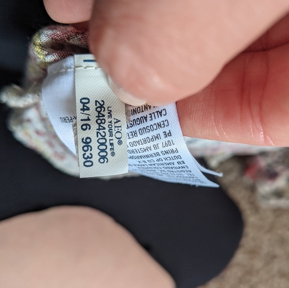 (AEO) Red White Boho Lace-up Romper Small - Picture 7 of 14